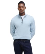 Men’s Barbour Cotton Half Zip Sweater - Ocean Sky