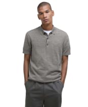 Men's Barbour Buston Short Sleeve Knitted Polo Shirt - Uniform Green