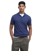 Men's Barbour Buston Short Sleeve Knitted Polo Shirt - Navy