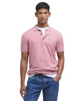Men's Barbour Buston Short Sleeve Knitted Polo Shirt - Red Spice