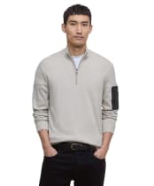 Men's Barbour International Blades Cotton Half Zip Jumper - Mist