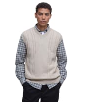 Men's Barbour Navar Knitted Vest - Washed Stone