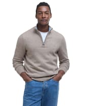 Men's Barbour Cotton Tainsbury Half Zip Sweater - Stone