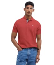 Men's Barbour Tartan Pique Polo Shirt - Red Spice