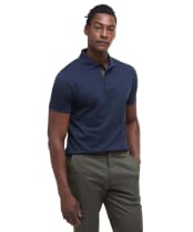 Men's Barbour Premium Tartan Pique Polo Shirt - Navy