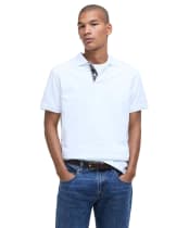 Men's Barbour Premium Tartan Pique Polo Shirt - White