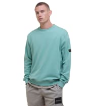 Men's Barbour International Outline Badge Crew - Granite Green