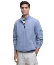 Men's Barbour International Ewan Half Zip Funnel Neck - Washed Blue