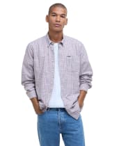 Men's Barbour Banner Long Sleeve Tailored Fit Cotton Shirt - Red