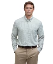 Men's Barbour Teesdale Long Sleeve Performance Shirt - Light Olive