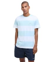 Men's Barbour Whalton Stripe Short Sleeve Cotton T-Shirt - Pale Sky