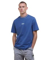 Men's Barbour International Central Logo Tipped T-Shirt - North Sea Blue