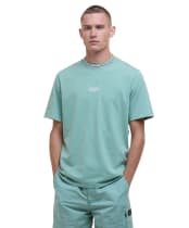 Men's Barbour International Central Logo Tipped T-Shirt - Granite Green