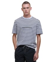 Men's Barbour International Micro Stripe Logo T-Shirt - White