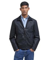 Men's Barbour Newbury Waxed Jacket - Royal Navy / Heritage Check