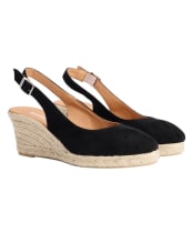 Women's Barbour Hazel Espadrille Wedge Sandal - Black Suede