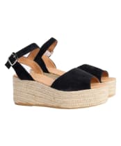 Women's Barbour Aspen Espadrille Wedge Sandal - Black Suede