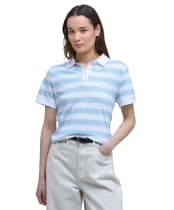 Women's Barbour Ashbourne Stripe Polo Top - BREEZE BLUE/WHIT