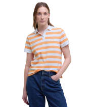 Women's Barbour Ashbourne Stripe Polo Top - PAPAYA/WHITE