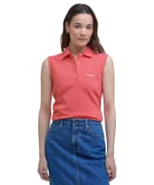 Women's Barbour Bowford Sleeveless Polo Top - Pink Punch