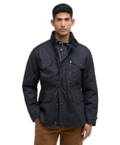 Men's Barbour Sapper Waxed Jacket - Black / Classic Tartan