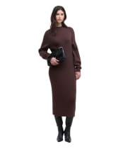 Women's Barbour International Kaia Knitted Midi Dress - Chocolate