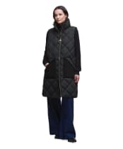 Women's Barbour Bernice Puffer Gilet - Black / Classic Tartan