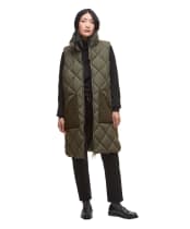 Women's Barbour Bernice Puffer Gilet - Olive / Ancient Tartan
