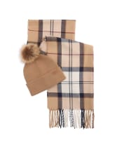 Women’s Barbour Dover Beanie & Hailes Scarf Gift Set - Hessian Tartan