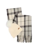 Women’s Barbour Dover Beanie & Hailes Scarf Gift Set - Monochrome Tartan 