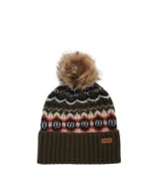 Women's Barbour Helen Fair Isle Beanie Hat - Olive