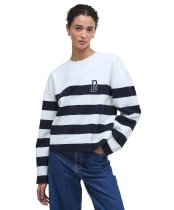 Women's Barbour Faye Sweatshirt - Cloud / Navy Stripe