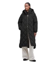 Women's Barbour Kirkton Puffer Jacket - Black / Classic Tartan