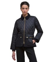 Women's Barbour Fitted Beadnell Quilted Jacket - Black / Classic Tartan