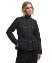 Women's Barbour International Halsey Quilted Jacket - BLACK/DUSKY KHAK