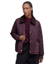 Women's Barbour Marla Quilted Jacket - Blak Cherry / Dark Brown / Muted Tartan