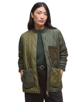 Women's Barbour Leonie Quilted Jacket - OLIVE/DARK MOSS/