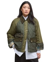 Women's Barbour Martha Quilted Jacket - OLIVE/DK MOSS/AN