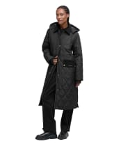Women's Barbour Meredith Quilted Jacket - Black / Classic Tartan