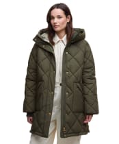 Women's Barbour Kailyn Puffer Jacket - Olive / Ancient Tartan