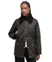 Women's Barbour Modern Beadnell Quilted Jacket - Sage / Ancient Tartan