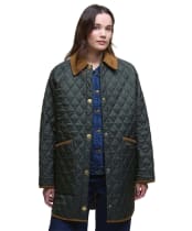 Women's Barbour Over Sized Liddesdale Quilted Jacket - Sage / Ancient Tartan