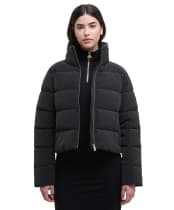 Women's Barbour International Hudson Faux Velvet Puffer Jacket - Black