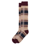 Women's Barbour Wellington Tartan Knee Length Sock - Gardenia Tartan