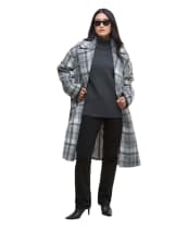 Women's Barbour Beattie Double Breasted Wool Coat - Soft Grey Check / Onyx Tartan