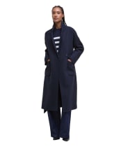 Women's Barbour Rachel Wool Wrap Coat - Navy