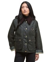 Women's Barbour Reighton Waxed Jacket - Fern / Ancient Tartan