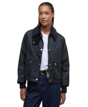 Women's Barbour Cropped Beadnell Waxed Jacket - Navy / Classic