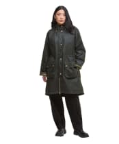 Women's Barbour Marcy Waxed Parka - Fern / Ancient Tartan