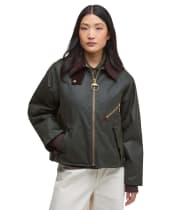 Women's Barbour Arlene Waxed Jacket - Fern / Ancient Tartan